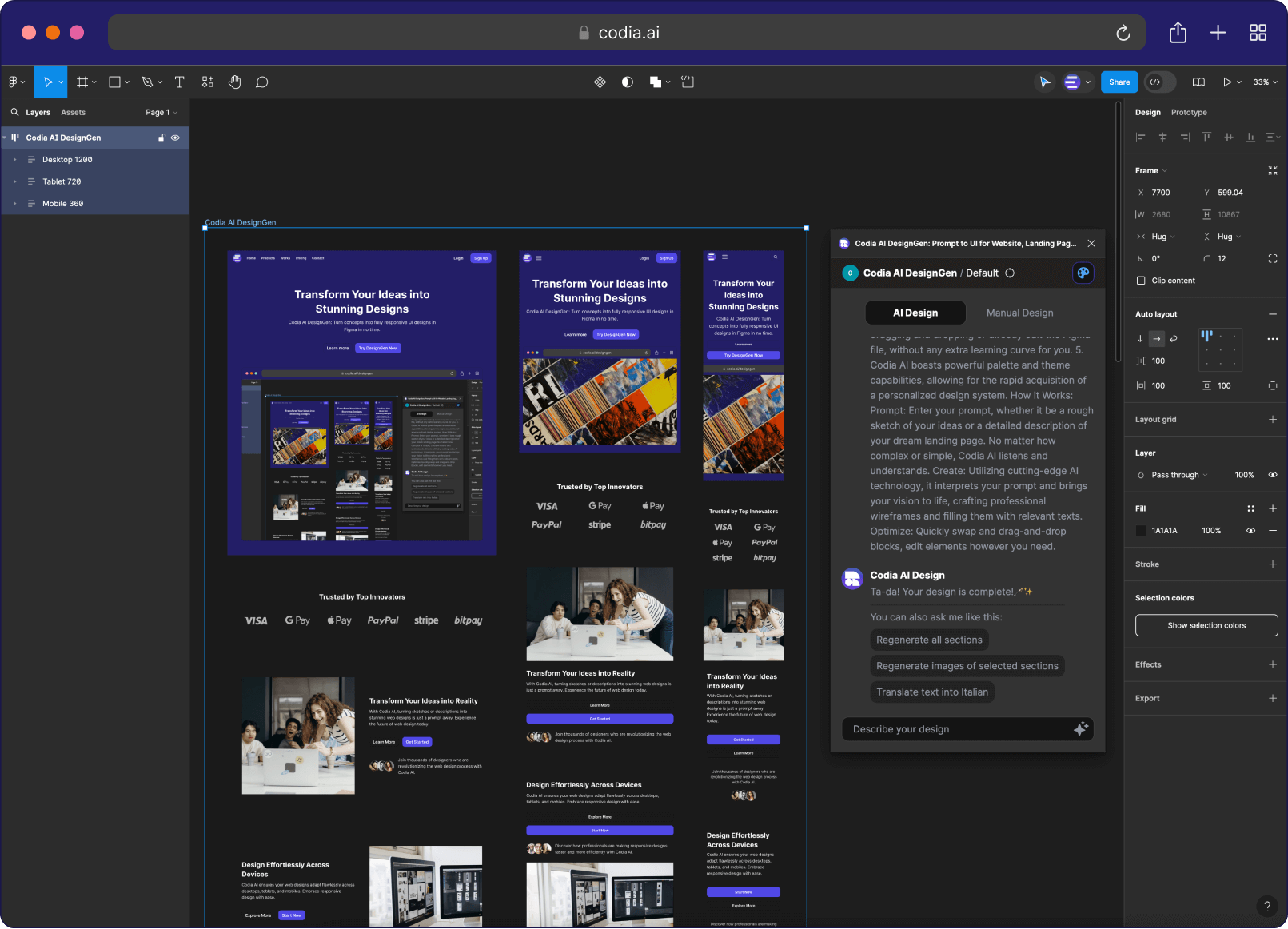 Codia AI Generated UI Preview