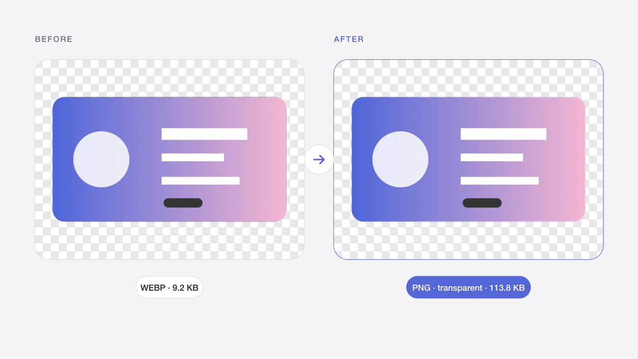 Before and after: a transparent WebP converted to a PNG